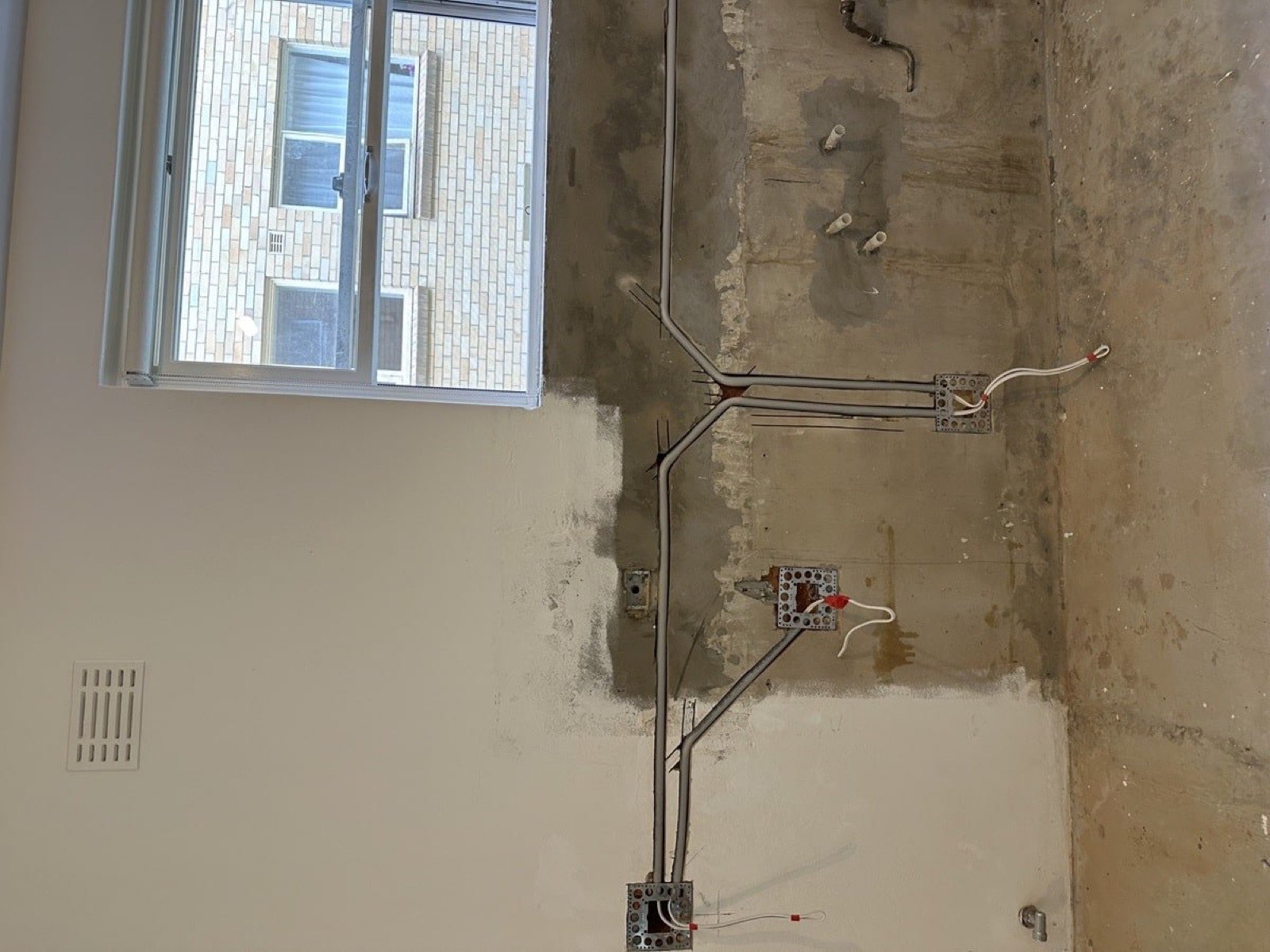 Electrical rough-in in a bathroom during a renovation